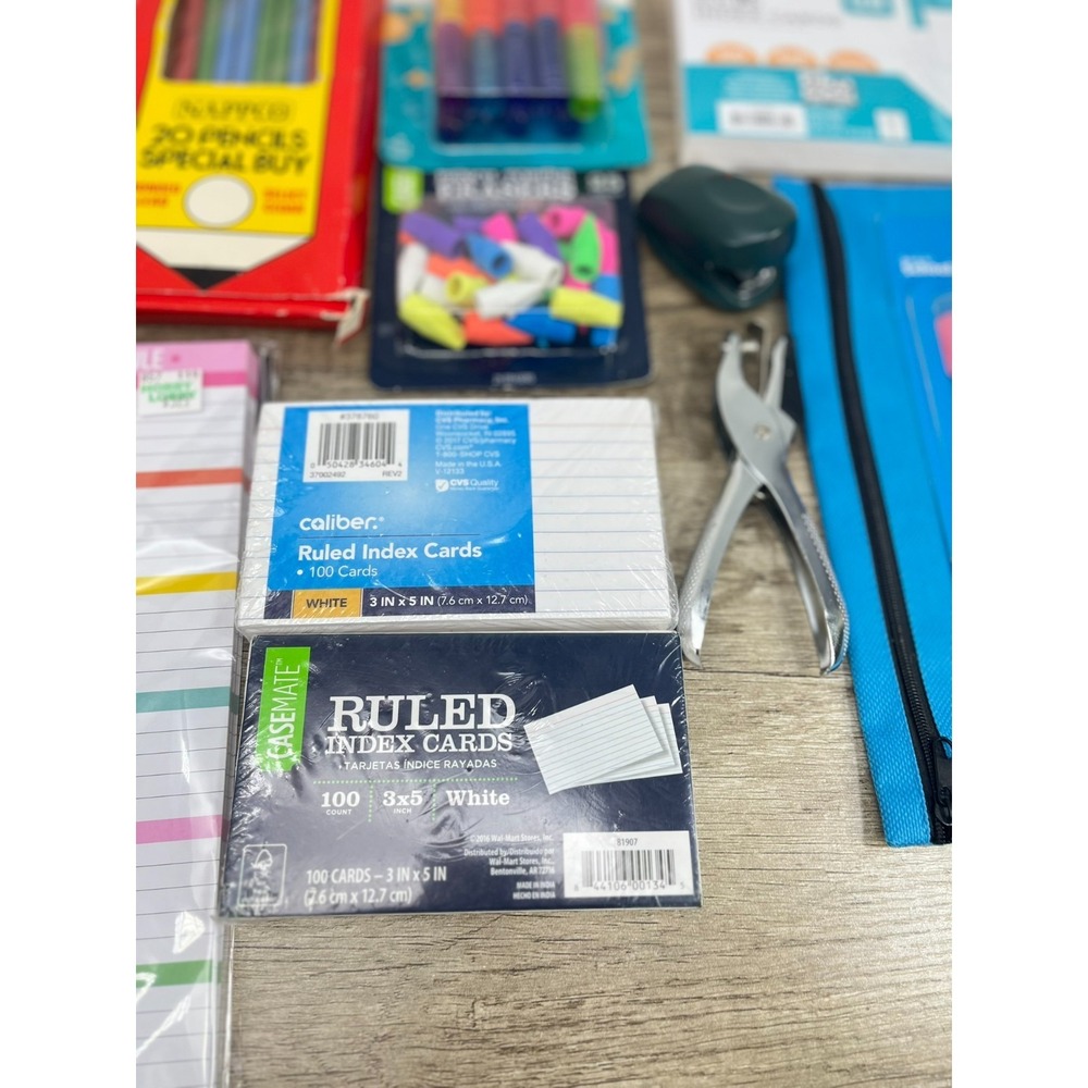 School Supply Lot, Nappco Pencils, 300 Index Cards, Pencil Case, Erasers Etc - Picture 6 of 12